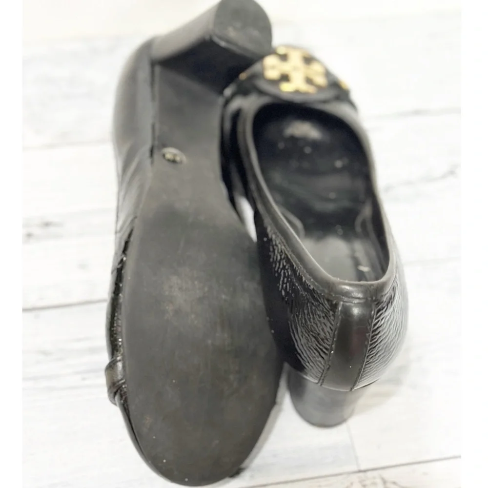 Tory Burch Aaden Heel Pumps Black Patent Leather Sz 9.5